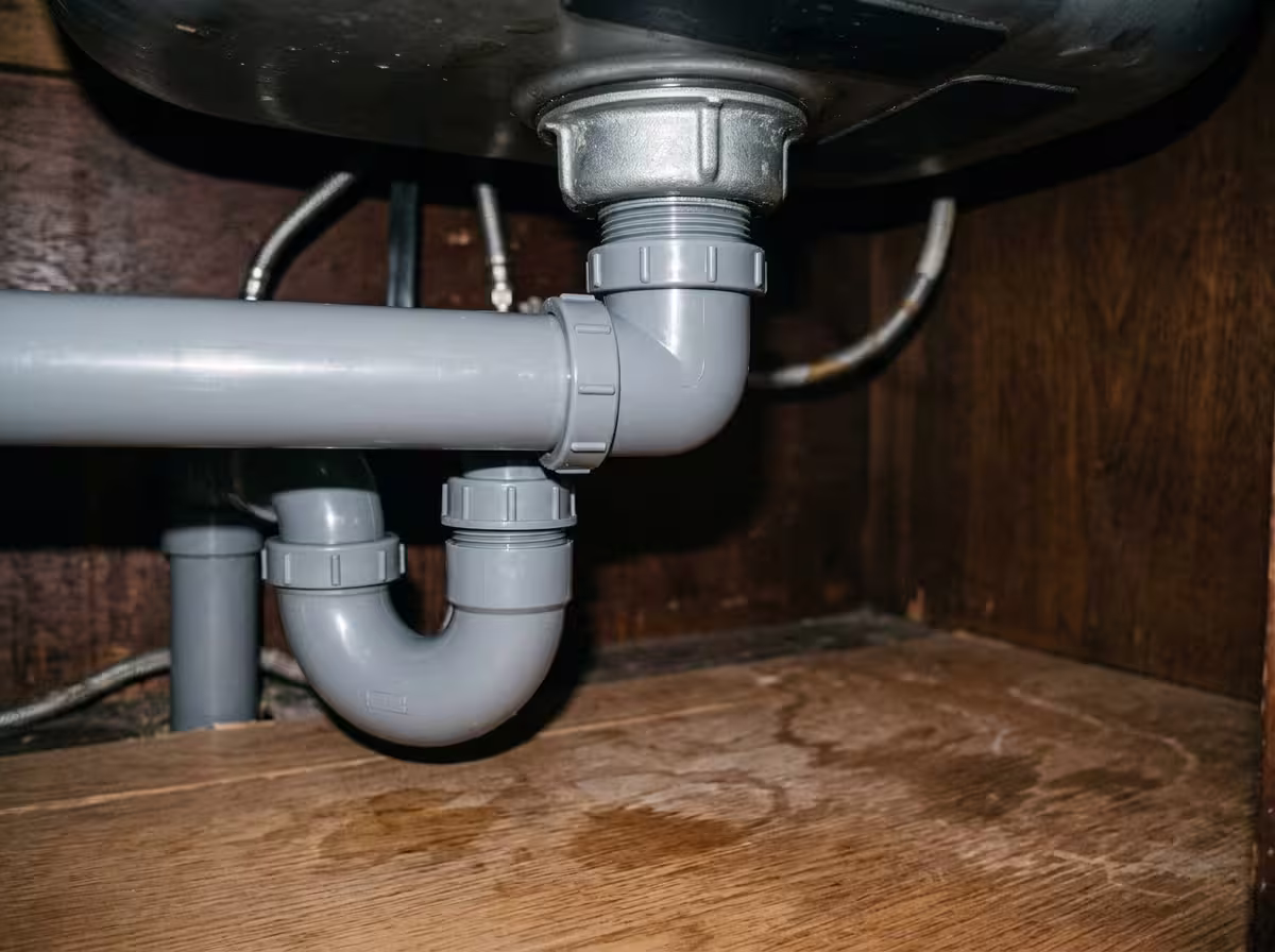 Leaking pipe joint, after the repair