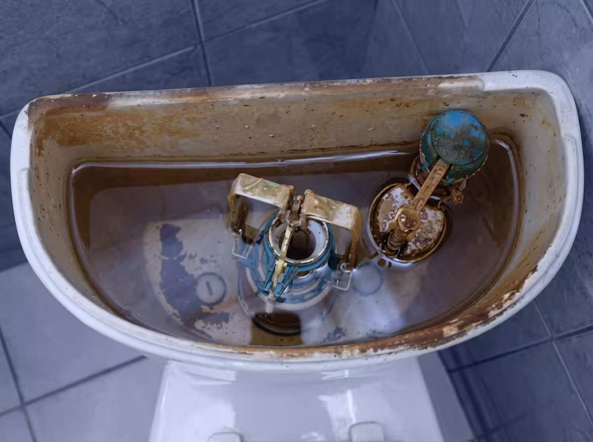Cracked toilet pan, before the repair